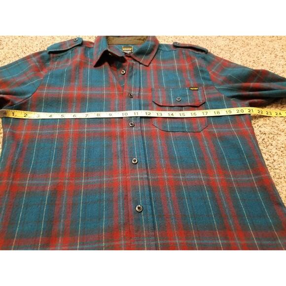 Volcom Button Up Shirt Mens Small Teal Red Classic Fit Plaid Cotton Flannel - Picture 6 of 11